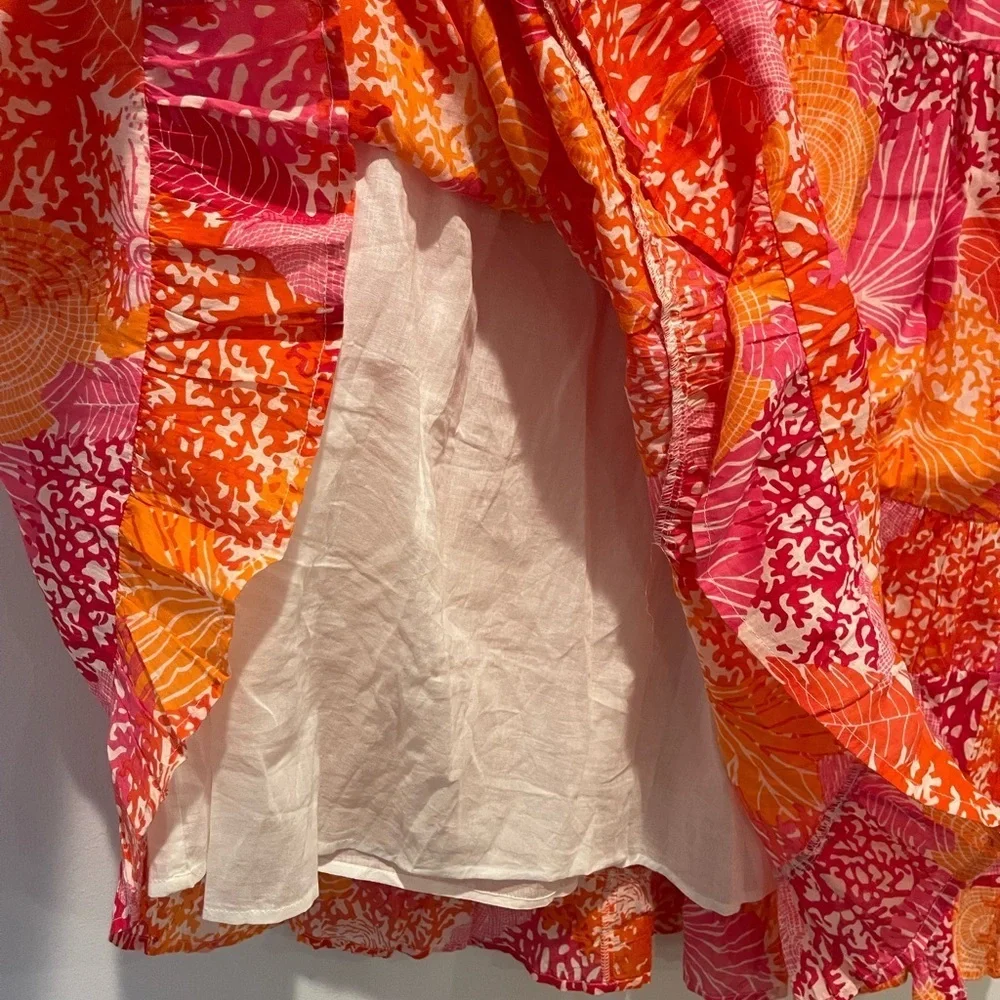 Debbie Katz South Beach Sinia Pink Orange Embroidered Trim Dress size M EUC - Picture 3 of 6